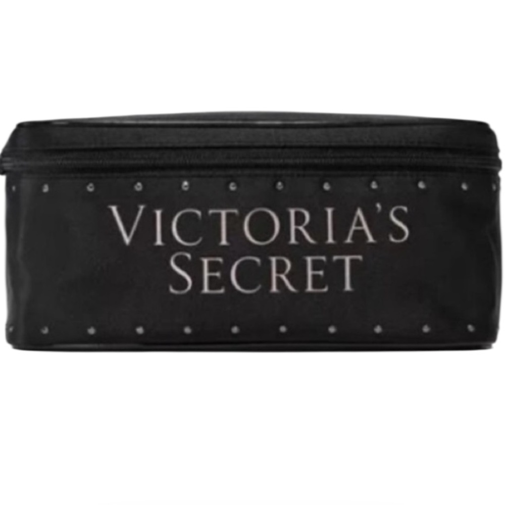 Victoria's Secret Black Travel Train Cosmetic Case Forever Angel Bling NEW